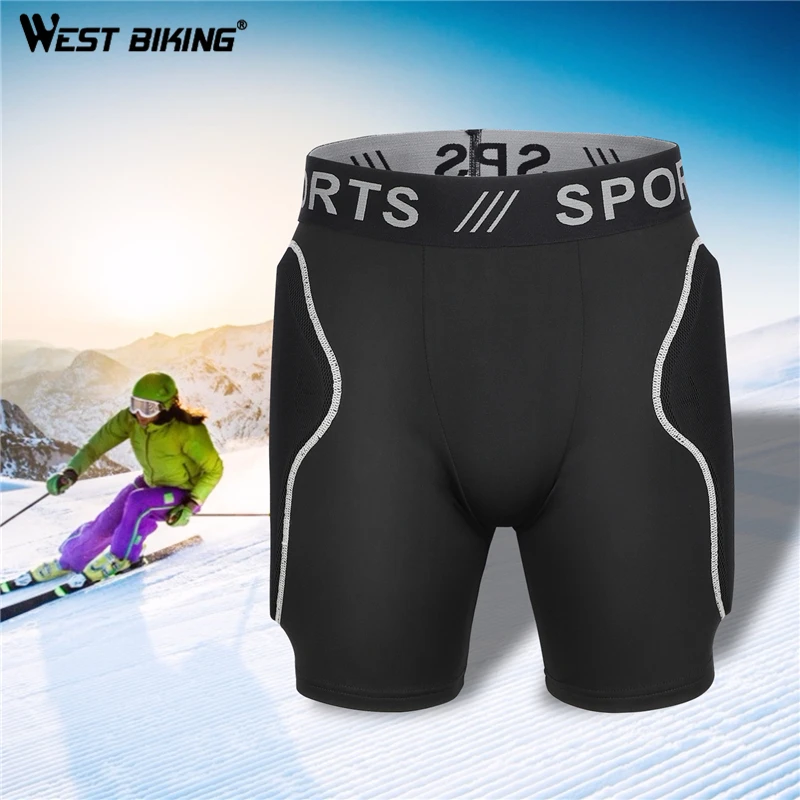 WEST BIKING Ski Skate Snowboard Shorts Hip Butt Protection 3D Padded Shorts Men Women Outdoor Sports Gear Pad Skateboard Shorts