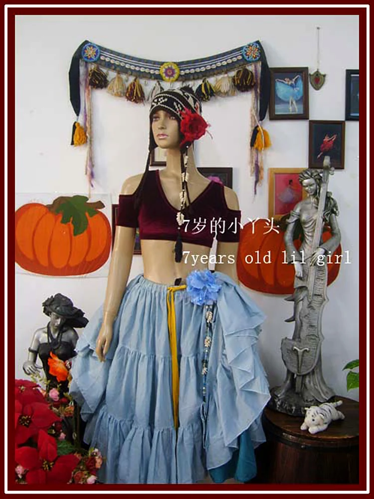 

Бархатный костюм для танца живота Fat Chance Tribal, короткий топ FB09