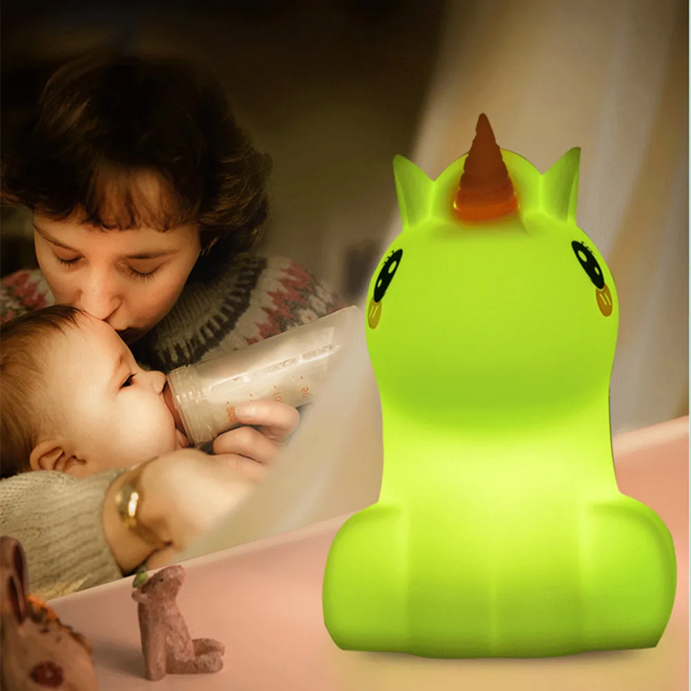 Unicorn Night Light Touch Sensor Remote Control Dimmable Timer USB Rechargeable Silicone RGB LED Night Lamp for Kids Baby Gift