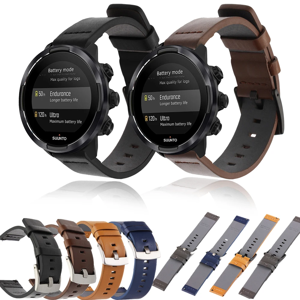 Gelang Jam Kulit Asli Laris untuk Suunto 7 Gelang Jam Tali Rilis Cepat untuk Suunto 9 Aksesoris Jam Tangan Pintar Modis