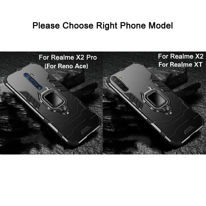 Magnetic Ring Holder Case For Realme X2 Pro XT Case Armor Finger Ring Back Cover For OPPO Realme X2 X2pro Phone Case Coques