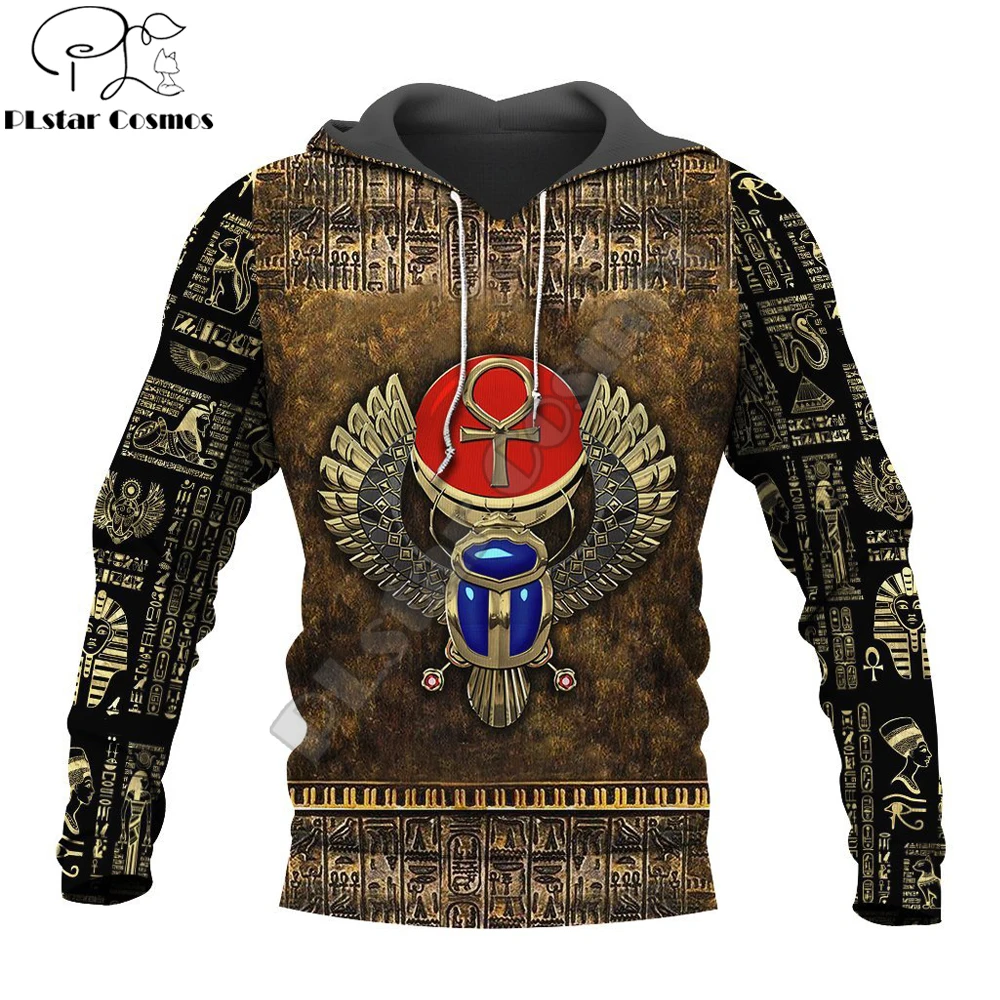 Ancient Egypt Winged Scarab With Ankh 3D Printed Mens autumn Hoodie Harajuku Unisex Casual Pullover Streetwear Jacket Tracksuits