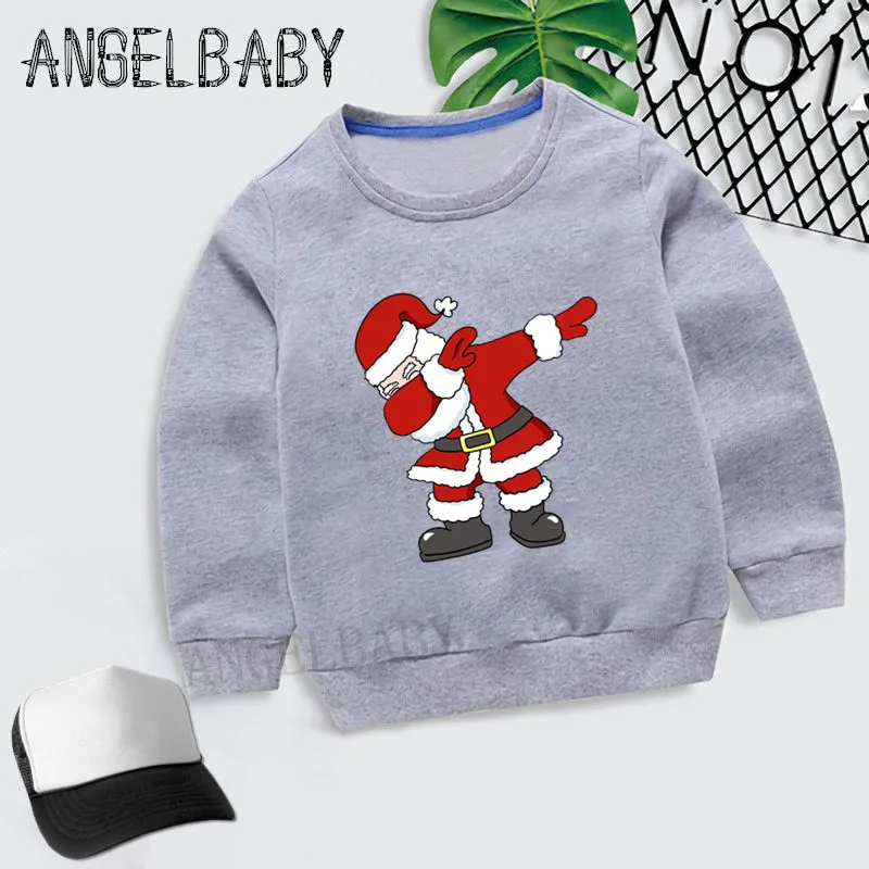 Boys Girls Sweatshirt Kids Merry Christmas Dabbing Santa Pattern Cartoon Hoodies Children Autumn Tops Cotton Clothes,KYT5112