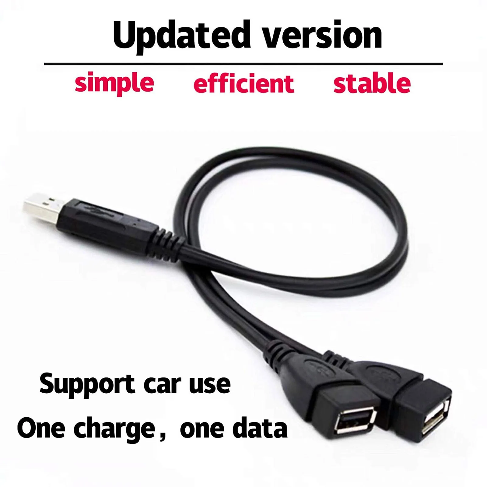 1pcs USB 2.0 A Male To 2 Dual USB Female Jack Y Splitter Hub Power Cord Adapter Cable 33cm