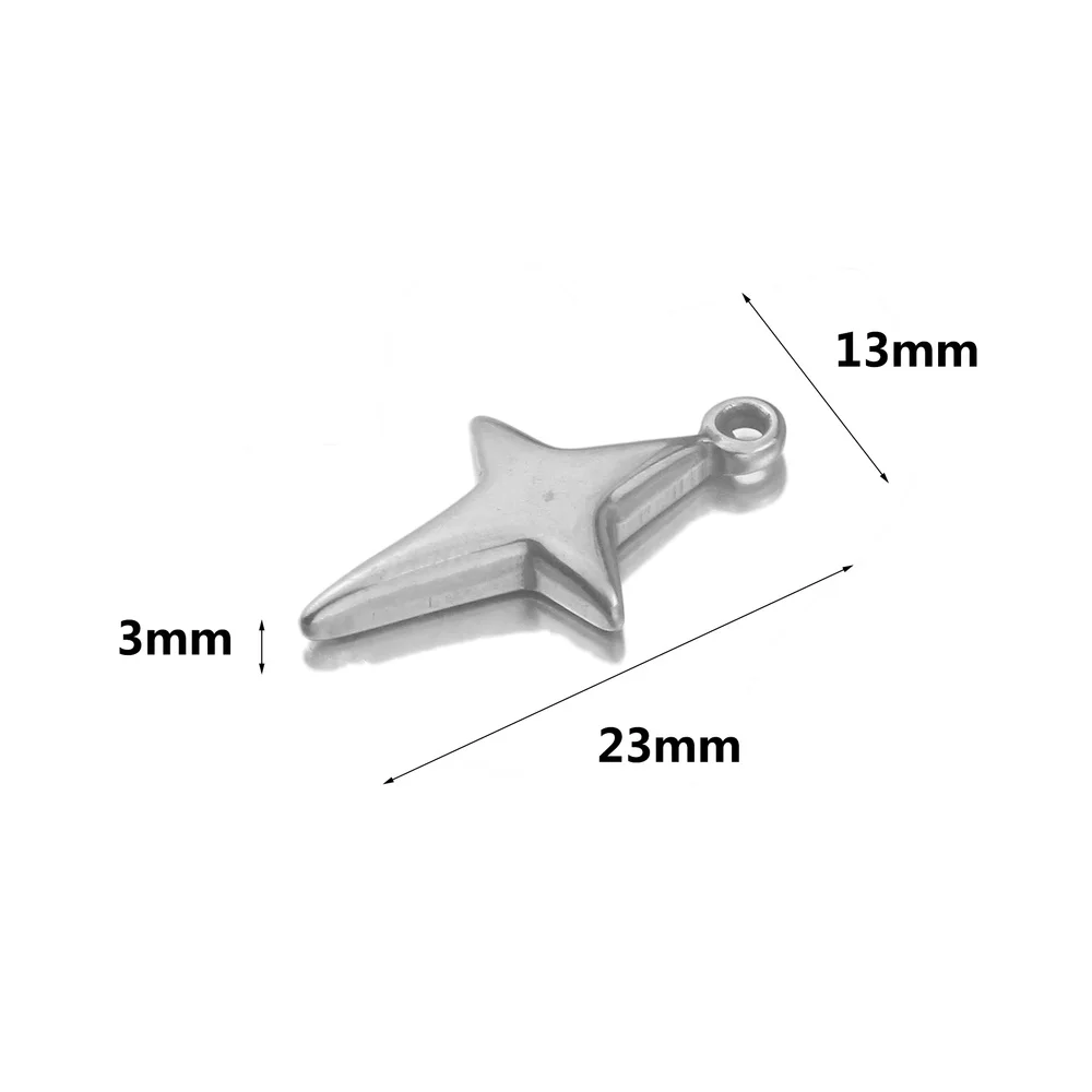 5pcs/lot 3d Stainless Steel Charms Mini Long Stars Charms 23x13mm for DIY Jewelry Making Finding Accessories Christmas Charms