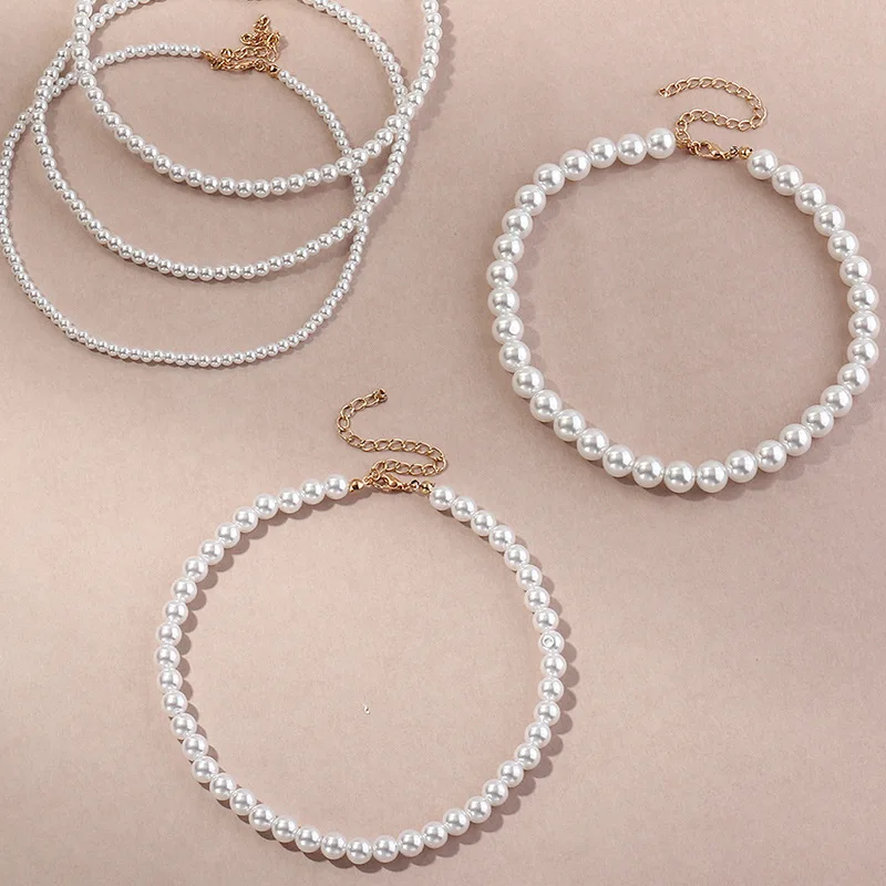 Vintage-Stil Einfache 6MM Perlenkette Choker-Halskette für Frauen Hochzeit Liebe Muschel-Anhänger Halskette Modeschmuck Großhandel – Detail 10