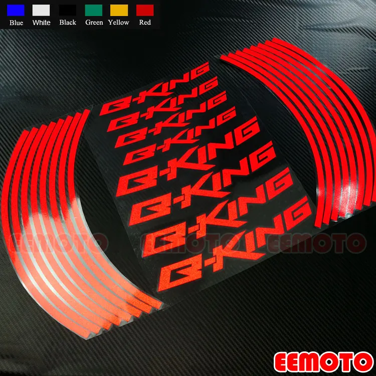 

Motorcycle 17 Inch Stripes 8X Iner Rims Decals Wheels Reflective Label Stickers Waterproof Motor Bike For B-KING BKING 400 600