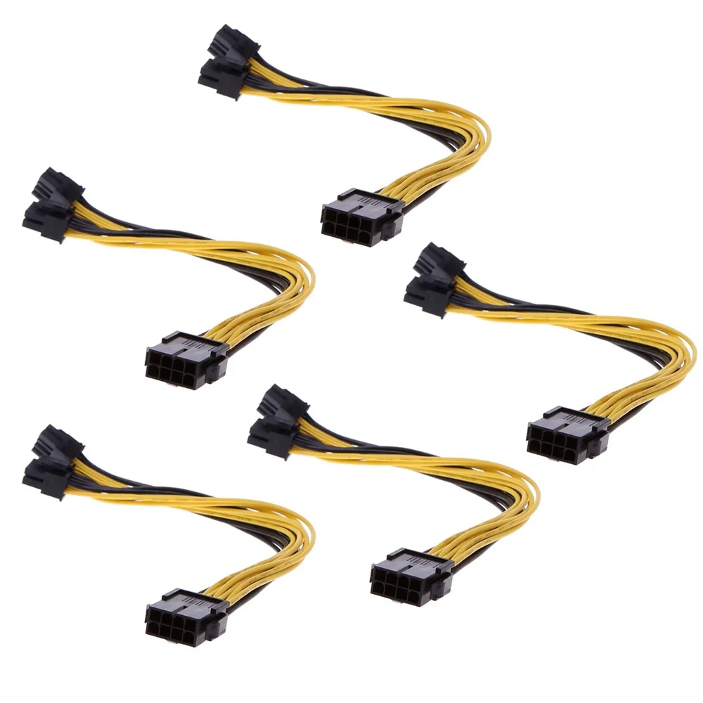 5pack CPU 12V 8 Pin to Dual 8 (6+2) Pin PCIE Adapter Power Supply Cable