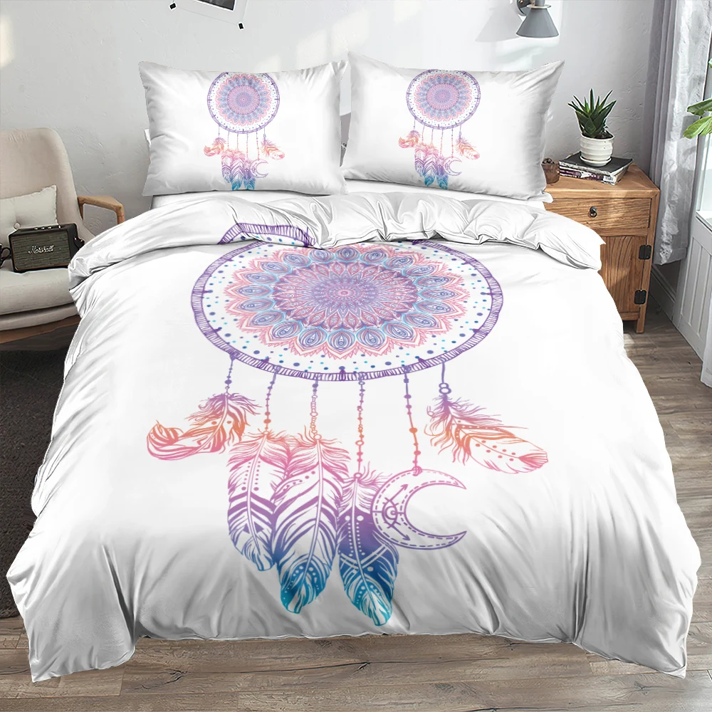 3D Bohemian Quilt Covers Bedclothes White Comforter Cases Set Pillow Cottom King Queen Full Twin Size Custom Design Bedding Sets