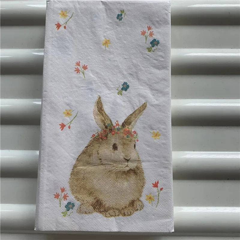 15 decoupage wedding vintage napkins paper elegant tissue rabbit bunny flower craft kid birthday party serviettes decor 33*40cm