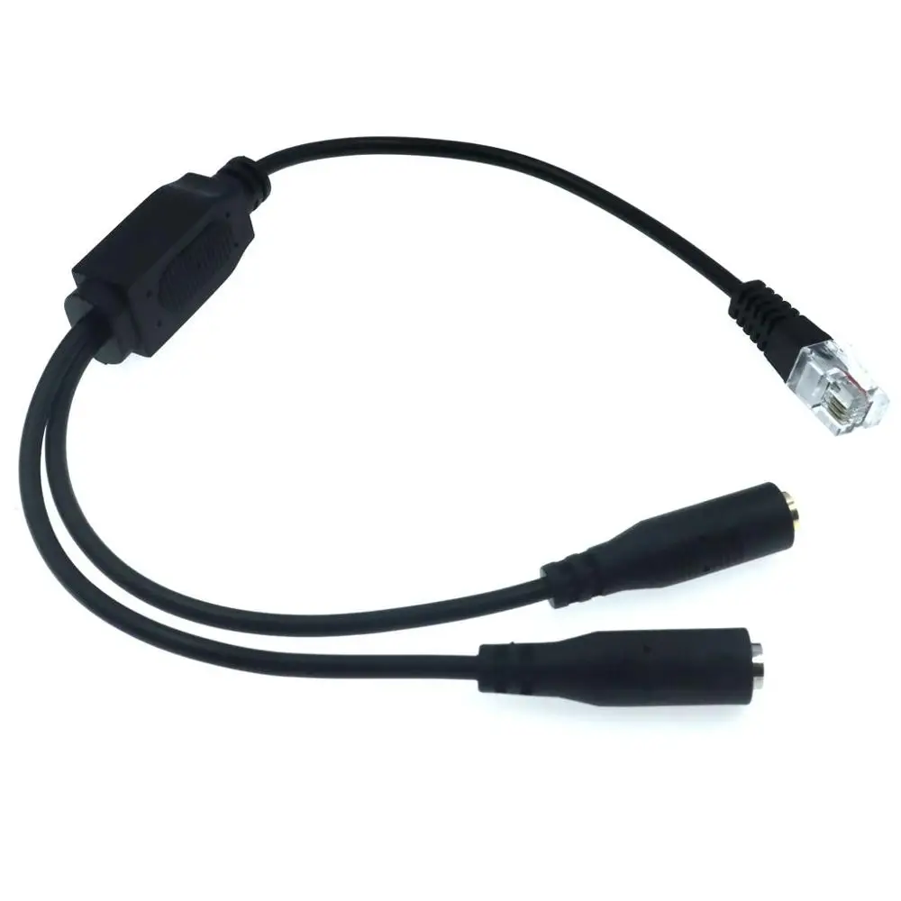 RJ9 Plug to 2 X 3.5mm Jack Convertor Cable for PC Computer Headset to Avaya 1600 9600 SNOM Yealink Phones 30cm