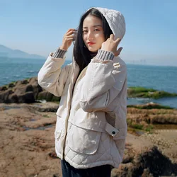 Women's winter 2021 new lamb wool cotton jacket women's loose plus fleece hooded cotton jacket short coat