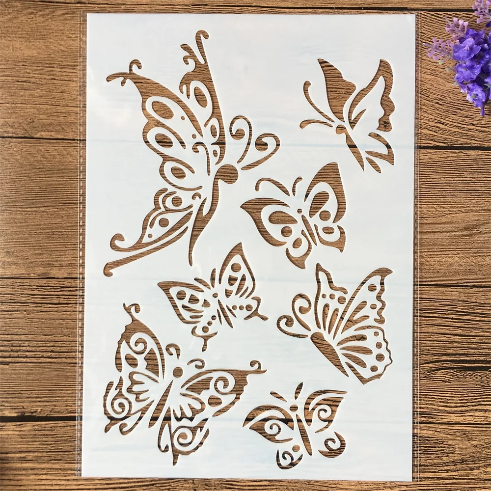 29cm A4 Butterflies DIY Layering Stencils Wall Painting Scrapbook Coloring Embossing Album Decorative Template