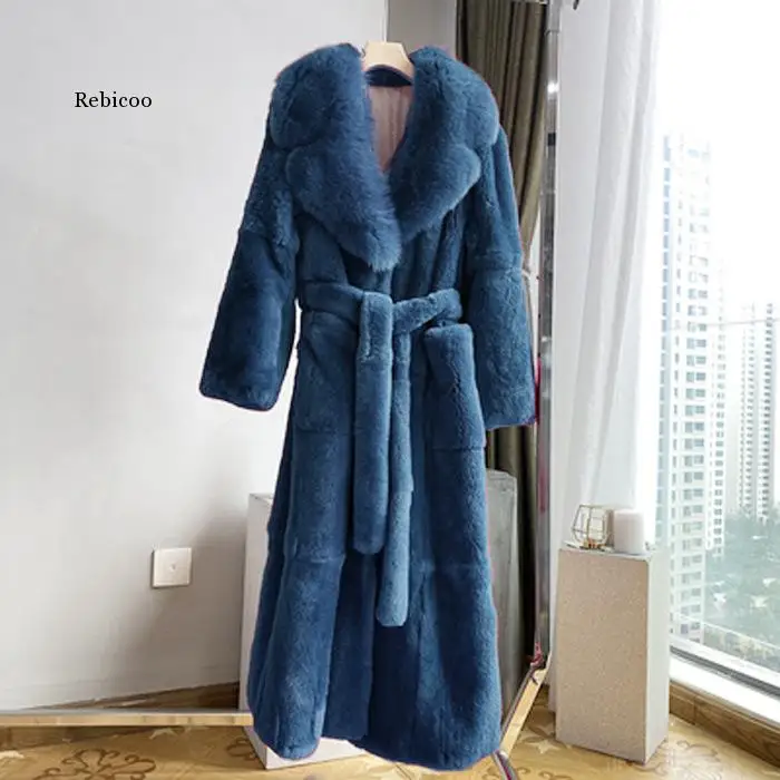 

Oversize Faux Fur Coat Winter Women X-Long Faux Fox Fur Jacket Fashion Parka Coats Lady Warm Jacket With belt