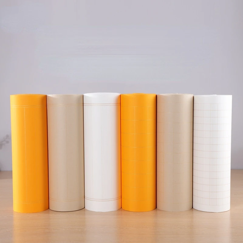 Xuan Paper Square Grid Roll Buddhist Yellow Rice Paper Brush Calligraphy Practice Papier Vertical Lattice Half Ripe Xuan Paper