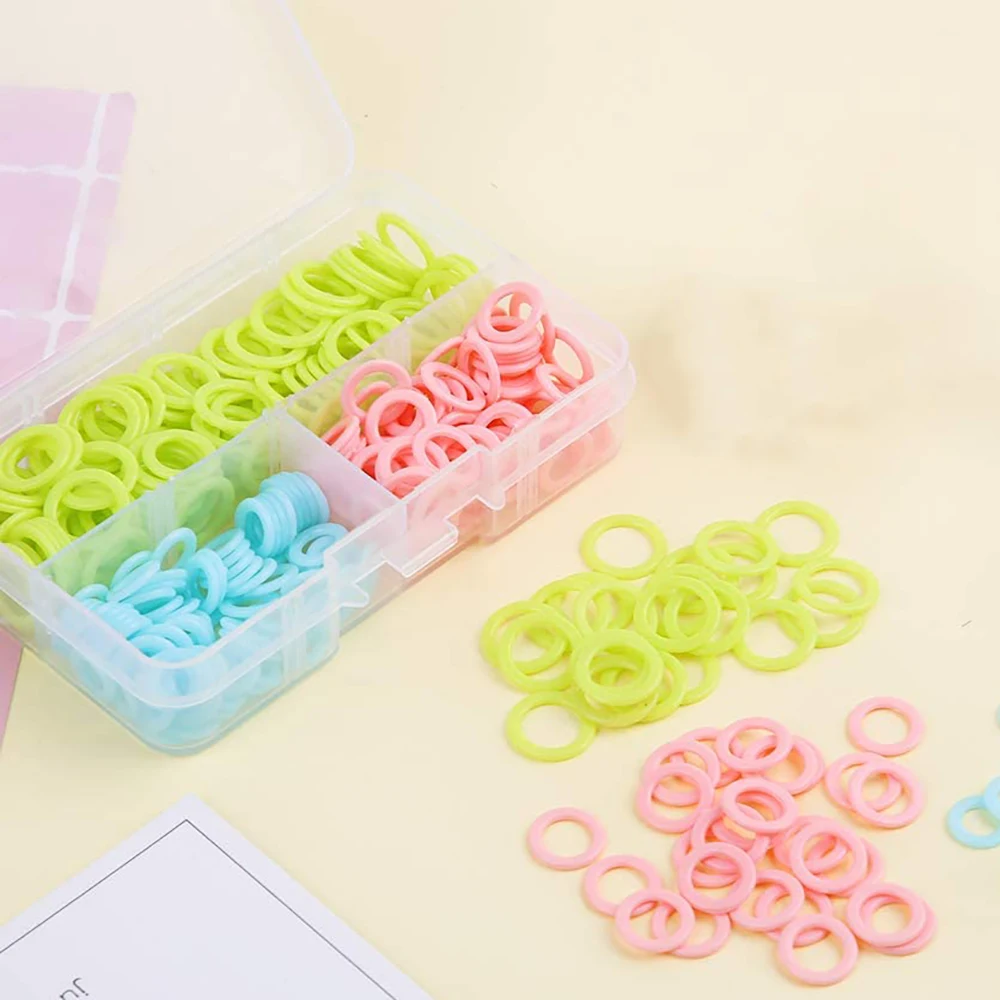 150Pcs Colorful Knitting Stitch Markers Rings Knitting Crochet Locking Ring with Portable Storage Box for Sewing Handcrafts