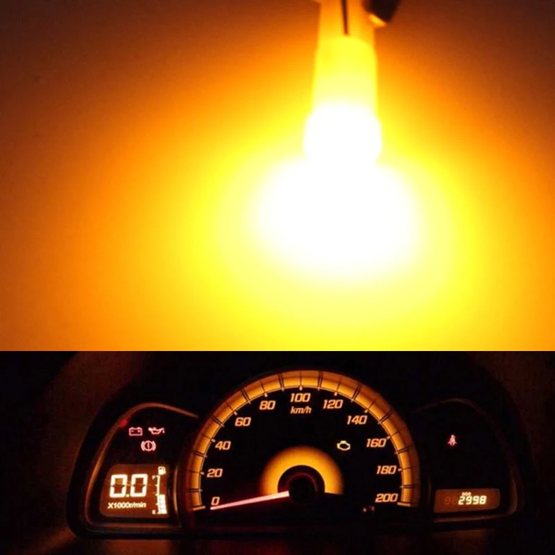 20PCS T5 W1.2W W3W COB LED Bulbs Car Instrument Panel Lamps Auto Dashboard Warming Indicator Wedge Lights Blue Red Green Purple
