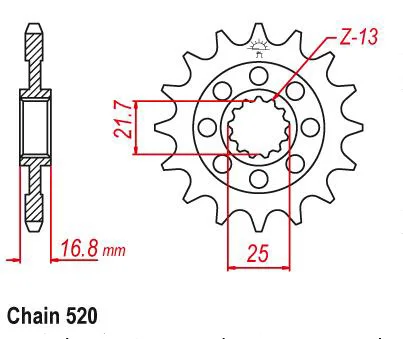 520 16T 17T  Motorcycle Front Sprocket for Honda CT700 14-16 CTX700 14-18 NC700 12-16 NC750 14-20 750 Adv 2017 750 X-Adv 17-20