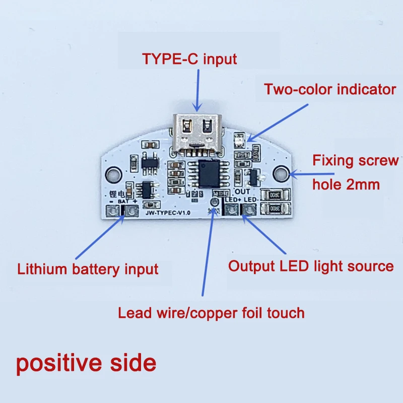 TYPE-C New USB Touch Desk Lamp Dimming Board Charging Lithium Battery Protection Control LED Three-Gear Eye Protection Module