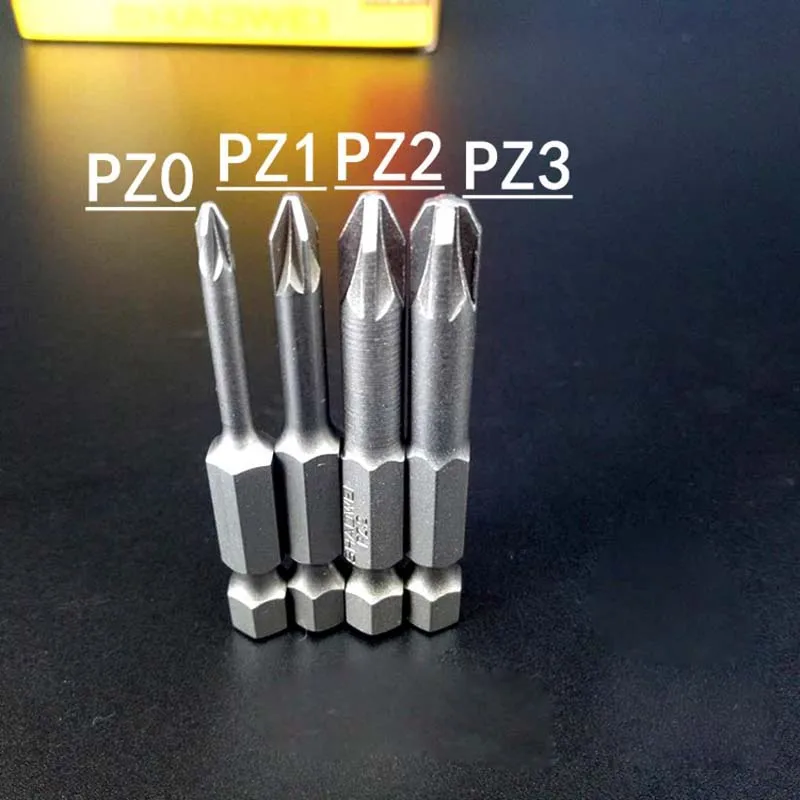 10PC 50MM Length PZ0 PZ1 PZ2 PZ3 Screwdriver Bit Magnetic Pozidriv Pozi Screwdriver Set 1/4\