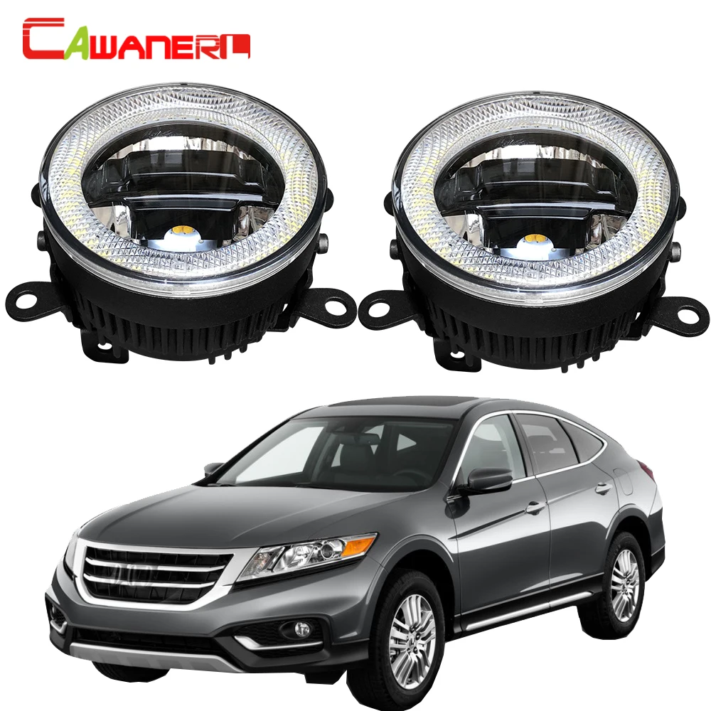 Cawanerl For Honda Crosstour 2013 2014 2015 Car LED Bulb Right + Left Fog Light Daytime Running Lamp DRL Angel Eye 3000LM 12V