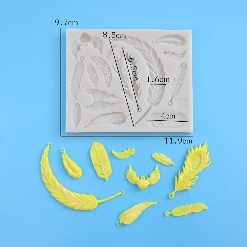 Silicone mold Feather shape fondant mold cake decoration UV Resin chocolate mold plaster Sugar Clay mould M2725