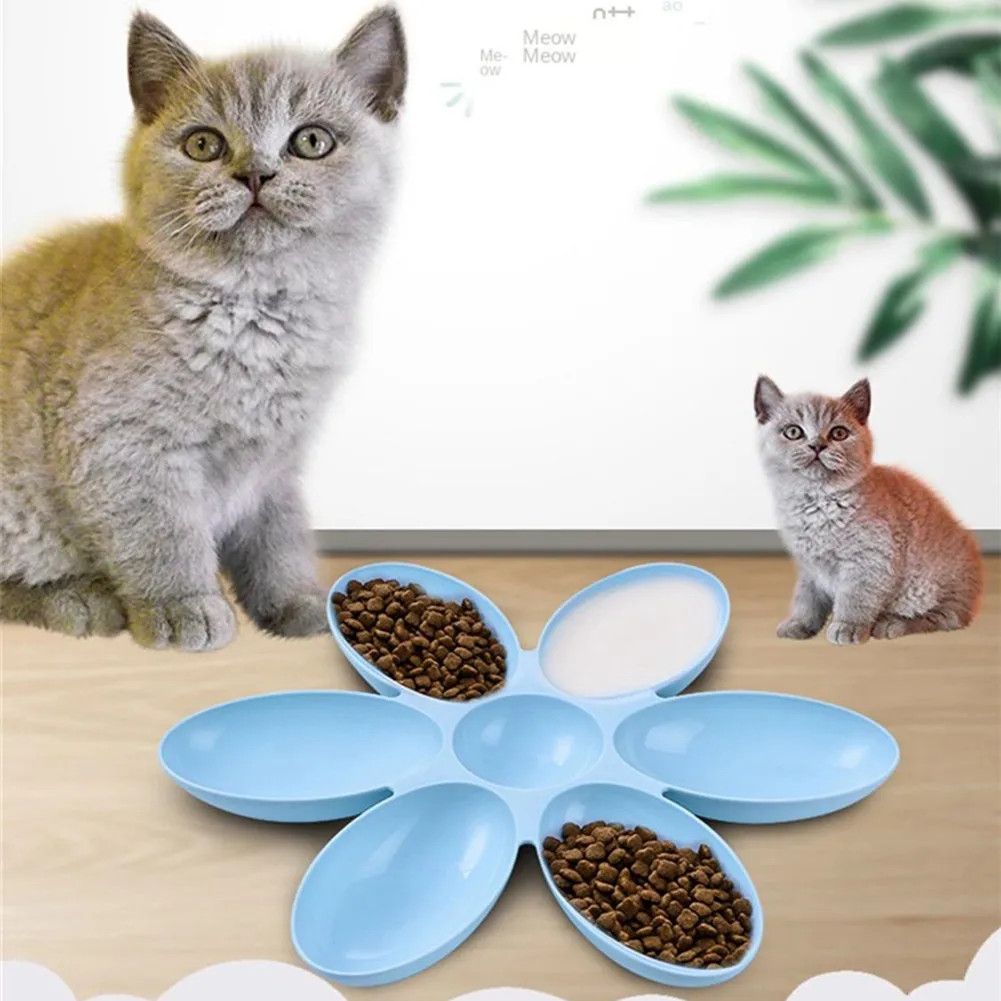 

Dog Feeding Bowls 6 Connected Bowls for Small Cats Dogs Petal Shape Water Food Feeder Bowls Pet Feeding 6 Pets Eat the Same Time