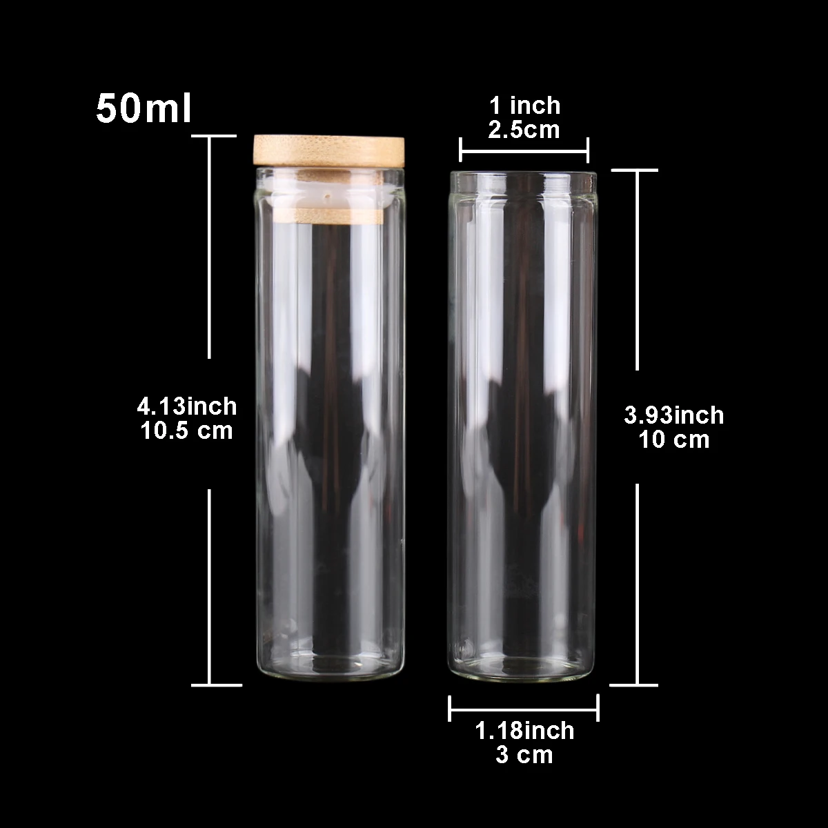 24 pieces 50ml 30*100mm Test Tubes with Bamboo Caps Glass Jars Glass Vials Wishing Bolttes Wish Bottle for Wedding Crafts Gift