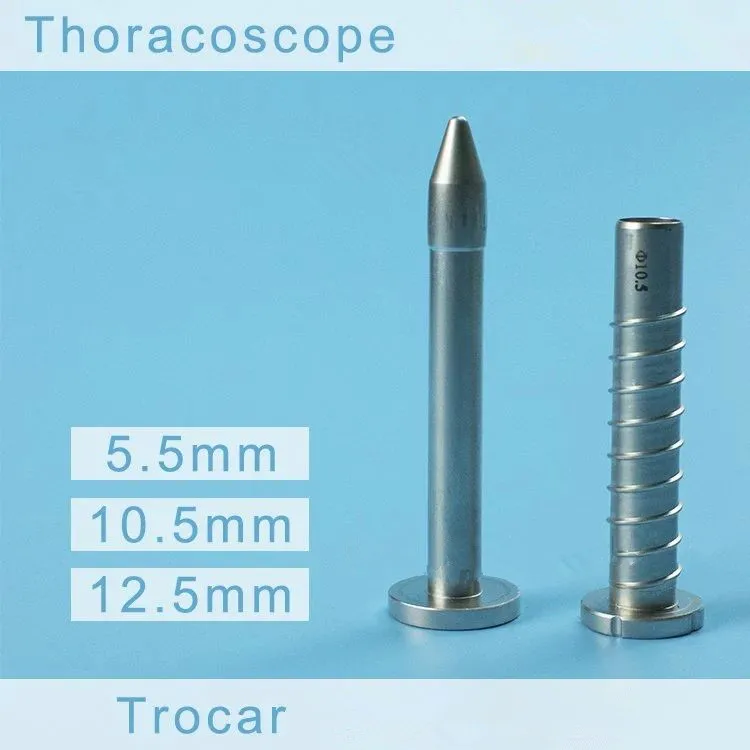 Laparoscopic surgical instruments Thoracentesis Threaded stainless steel trocar Metal thread stamping card