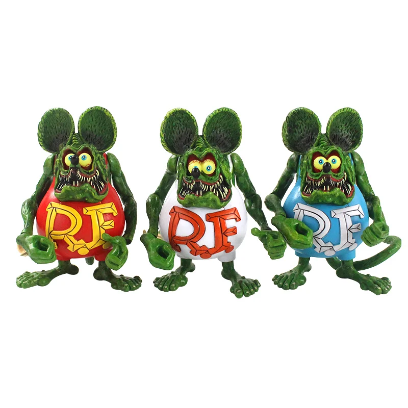 

12CM Crazy Mouse Rat Fink Movable Figurine PVC Action Figure Collection Ratfink Model Toys