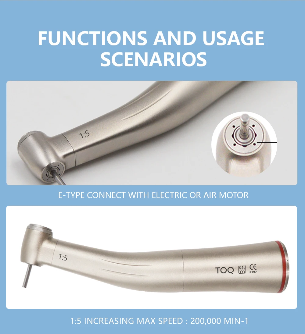 Ti Max Z95l Contra Angle Dental 1:5 Increasing Speed Handpiece Against Contra Angle Led Optic Fiber Quattro Spray Red Rings