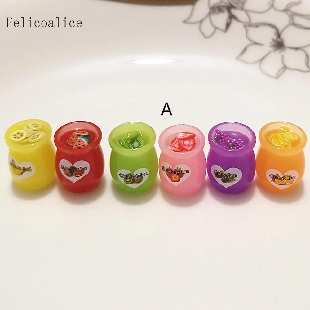 6pcs Slime Charm Fruit Candy Canned Jam Caviar Dollhouse Food Resin Plasticine Slime Bead Making For DIY Scrapbooking Craft