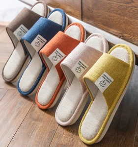 Women Men Home Slippers Indoor Floor Soft Couple Linen Slipper Clover Unisex Bedroom Shoes Ladies Flax Flip Flops Four Leaf