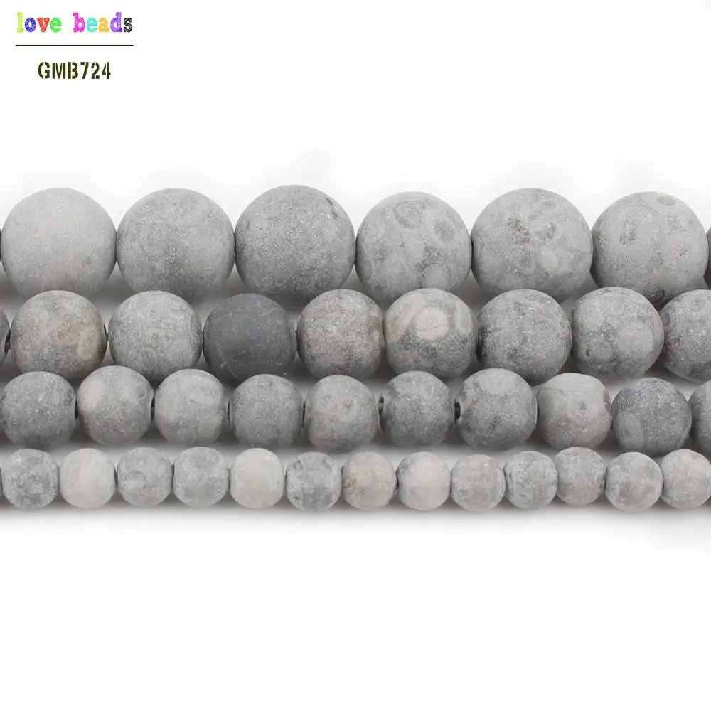 4/6/8/10mm Matte Grey Maifan Stone Beads DIY Beads for Jewellery Making 15 Inch Bracelets for Women