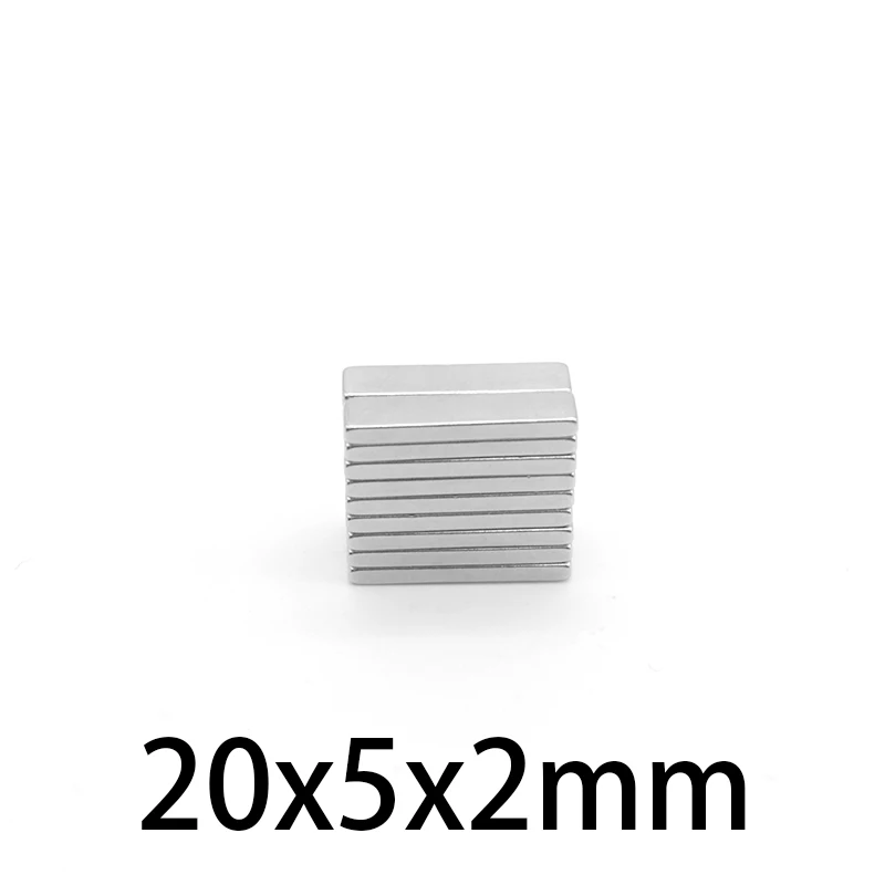 10 ~ 300 PCS 20x5x2mm 블록 슈퍼 강한 마그네틱 자석 20mm * 5mm * 2mm 영구 네오디뮴 직사각형 자석 20*5*2mm