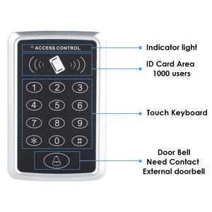 125khz rfid controle de acesso teclado em leitor de cartão porta sistema de controle acesso abridor de bloqueio da porta sistema de teclado 8 principais vendas controle de acesso kit - №1