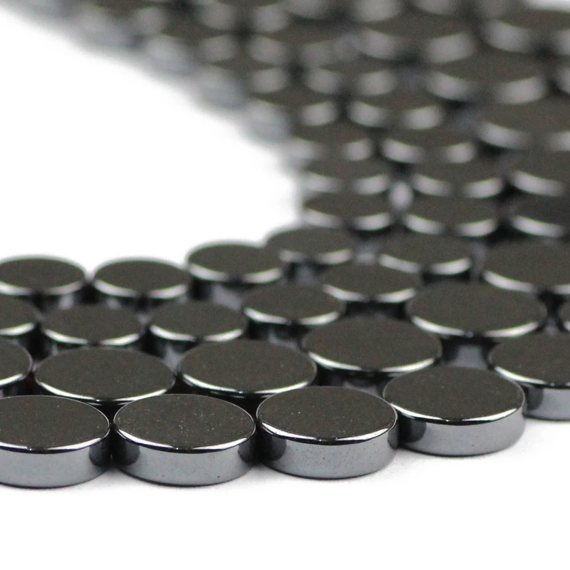 COINS Black Hematite 8/6MM Natural Stone Flat Round Spacers Loose Beads For Jewelry Making DIY Bracelets Necklace Accessories