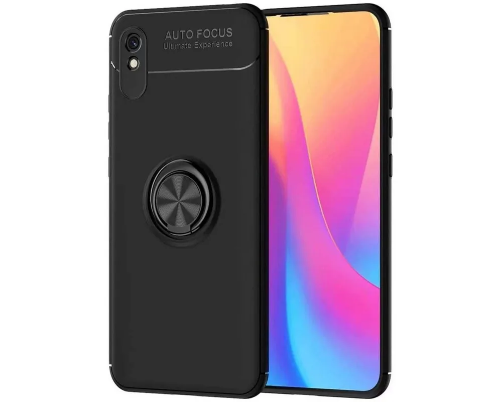 Xiaomi Redmi 9A / 9AT black magnetic 360 swivel ring holder case