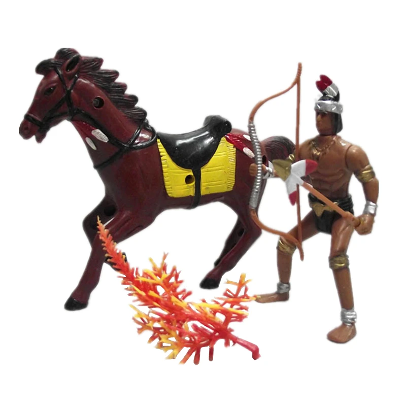 Juguetes modelo de plástico para niños, 12 piezas, grandes indios, árboles de caballo, soldados militares, fiesta de cumpleaños, regalo de Navidad