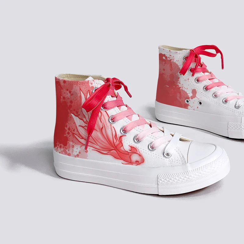 Amy and Michael Fashion Designers Sneakers Fantastic Unique Hand Painted Canvas Shoes High Tops Ladies Woman Vulcanize Shoes