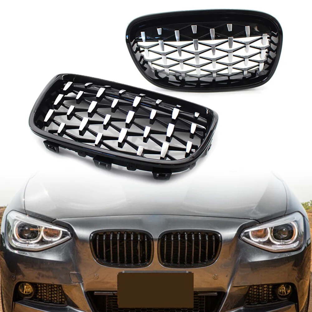 

New Diamond Style Car ABS Front Kidney Grill Radiator Grille 2Pcs For BMW 1 Series F20 118i 120i 125i 2011 2012 2013 2014