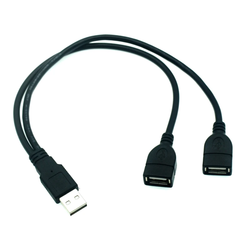 USB 2.0 A 1 male to 2 Dual USB Female Data Hub Power Adapter Y Splitter USB Charging Power Cable Cord Extension Cable 30CM