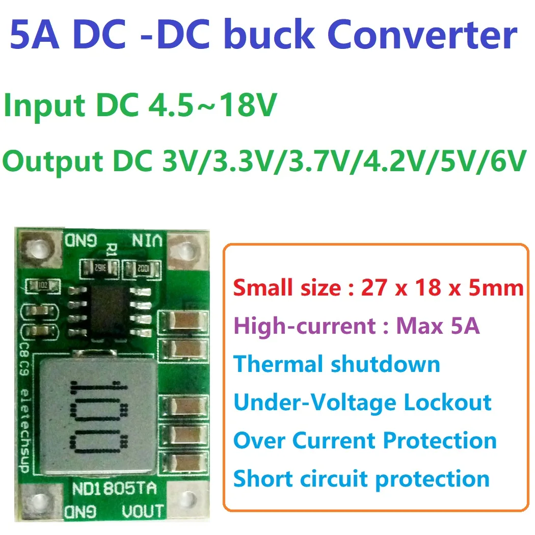 4.5V-18V To 3V 3.3V 3.7V 4.2V 5V 6V 5A Buck DC-DC Converter Module Board For lm2596 lm317 nodemcu raspberry pi 4 led matrix