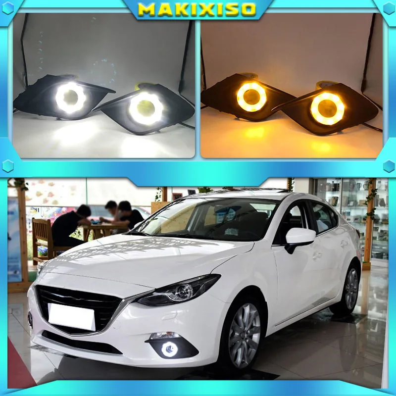 

DRL For Mazda 3 Mazda3 Axela 2014 2015 2016 LED DRL Daytime Running Lights Daylight Fog lamp with turn signal light