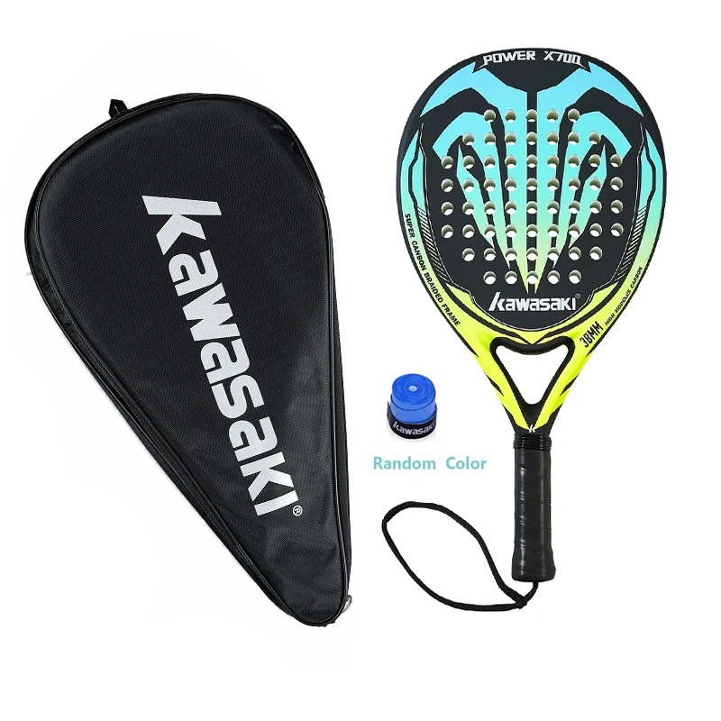 Kawasaki 2022 Padel Raket Dayung Tenis Wajah EVA Lembut Serat Karbon Tenis dengan Penutup Tas Padle Raket Dayung Tenis Pantai