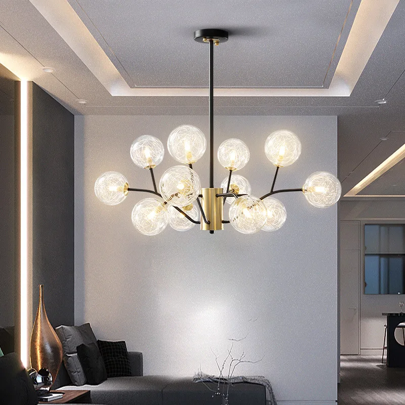 

Modern Glass Ball Chandeliers Living Room Dining room Kitchen Bedroom Simple Hanging Chandelier Lighting Lustre Modern Decor