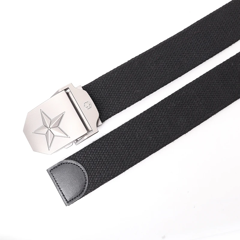 38MM Wide Canvas Military Tactical Belt Men High Quality Metal Stars Buckle Pants Accessories New Unisex Outdoor Training Belt