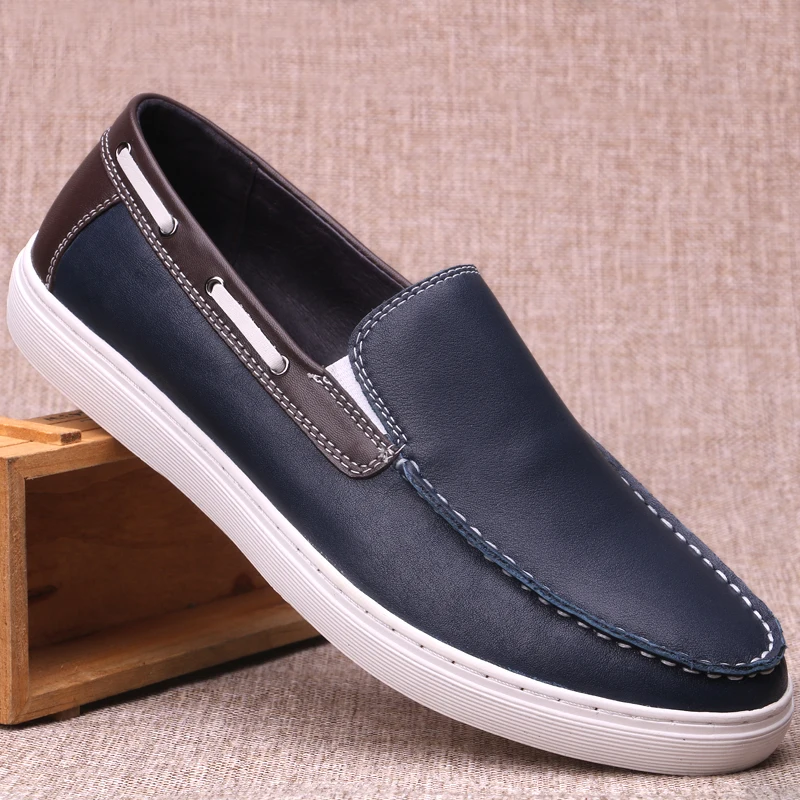 Luxury Men\'s Genuine Leather Casual Shoes British Style Soft Bottom Boat Flat Shoe Breathable Youth Driving Light Loafers M98023