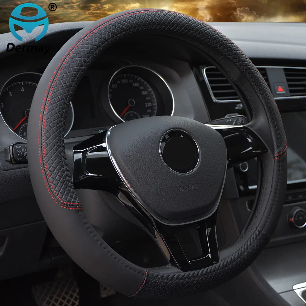 Universal Car Steering Wheel Braid High Quality Leather Anti-Slip 8 Color Car Steering Wheel Cover Car-styling Auto Accessories