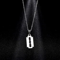 Fashion Silver Color Stainless Steel Razor Blades Pendant Necklaces Men Jewelry Steel Male Shaver Shape Heartbeat Necklace